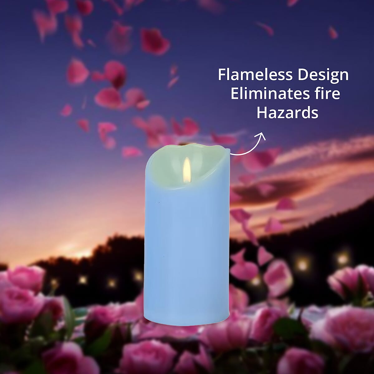 Set of 3 Flameless and Fireless Blue Colored Plastic Candle without Remote Control (2xAA Battery not included) image number 3