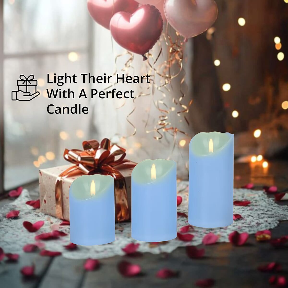 Set of 3 Flameless and Fireless Blue Colored Plastic Candle without Remote Control (2xAA Battery not included) image number 4
