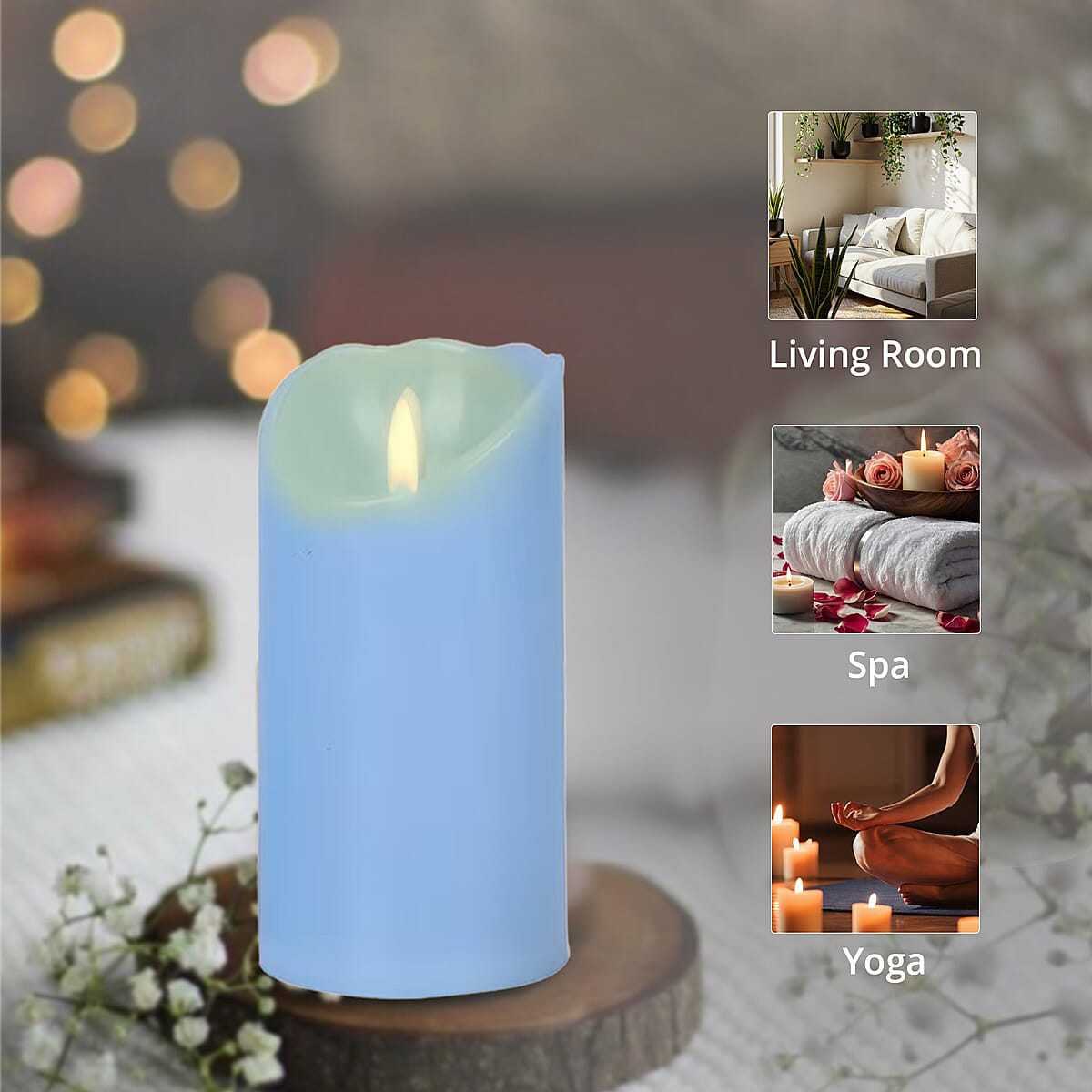 Set of 3 Flameless and Fireless Blue Colored Plastic Candle without Remote Control (2xAA Battery not included) image number 5