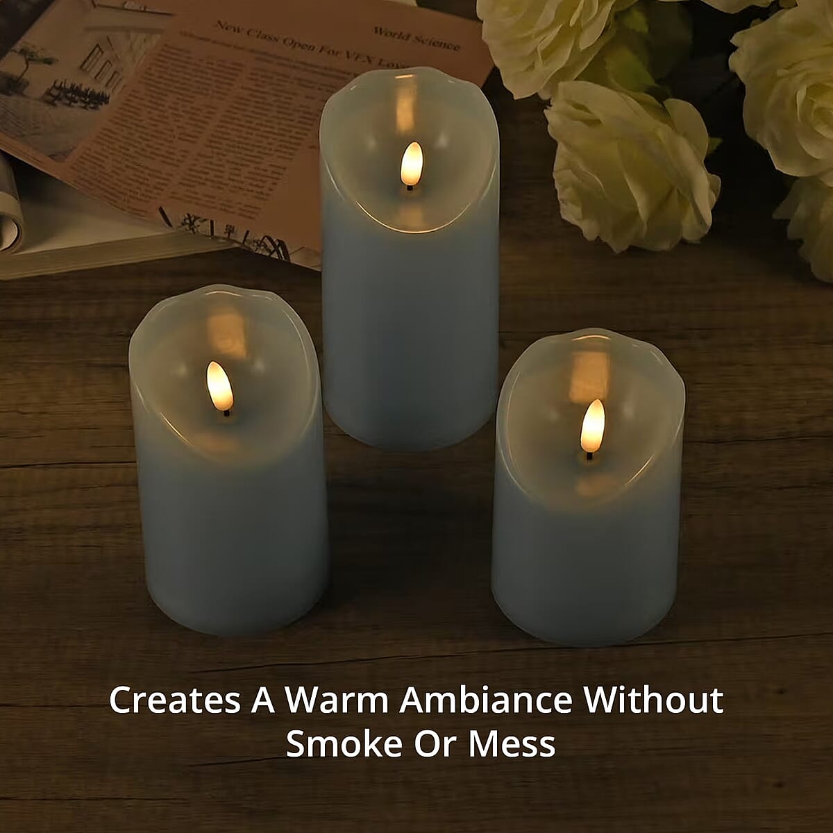 Set of 3 Flameless and Fireless Blue Colored Plastic Candle without Remote Control (2xAA Battery not included) image number 6