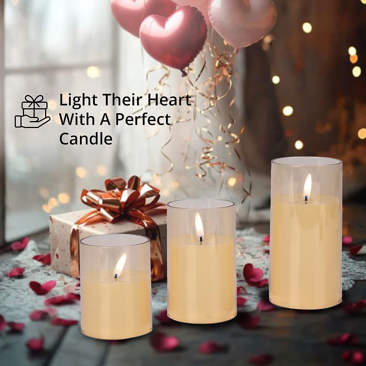 Doorbuster Set of 3 Flameless and Fireless Golden Colored Plastic Candle without Remote Control (3xAAA Battery not included) image number 3