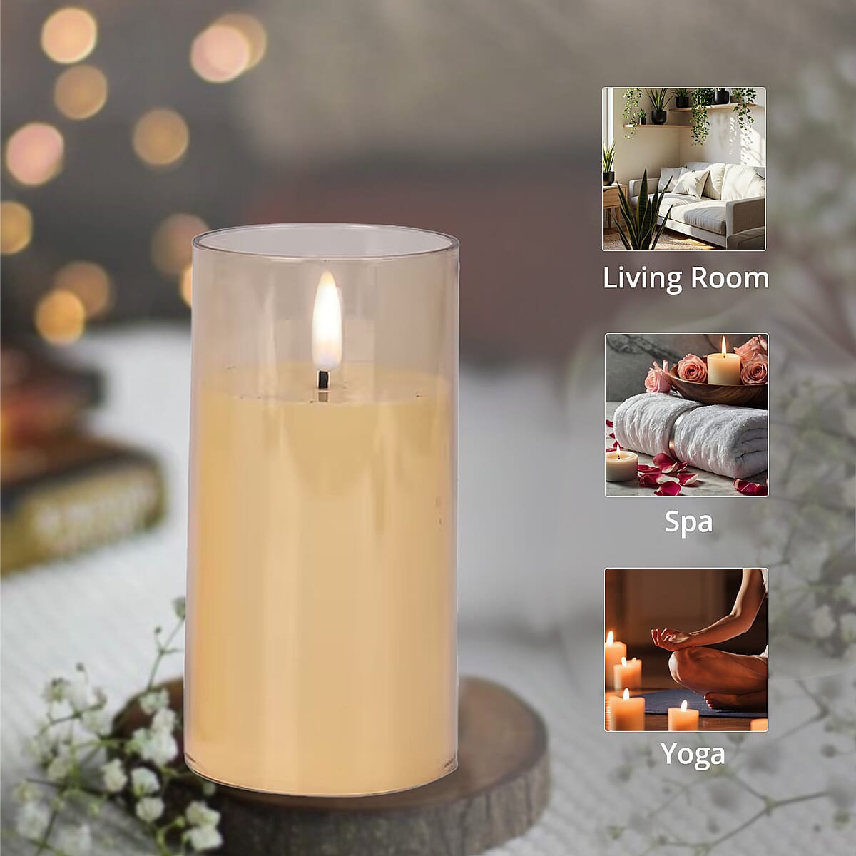 Doorbuster Set of 3 Flameless and Fireless Golden Colored Plastic Candle without Remote Control (3xAAA Battery not included) image number 6