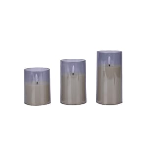 Set of 3 Flameless and Fireless Gray Colored Plastic Candle without Remote Control (3xAAA Battery not included)
