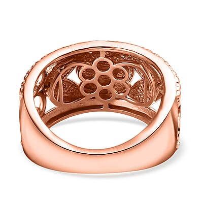 Karis Natural Champagne Diamond Accent Band Ring in Platinum Bond and 18K RG Plated (Size 10.0)