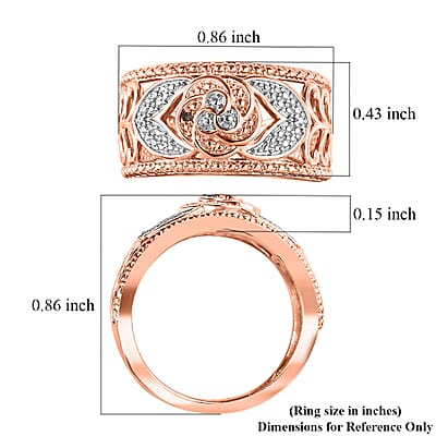 Karis Natural Champagne Diamond Accent Band Ring in Platinum Bond and 18K RG Plated (Size 10.0)