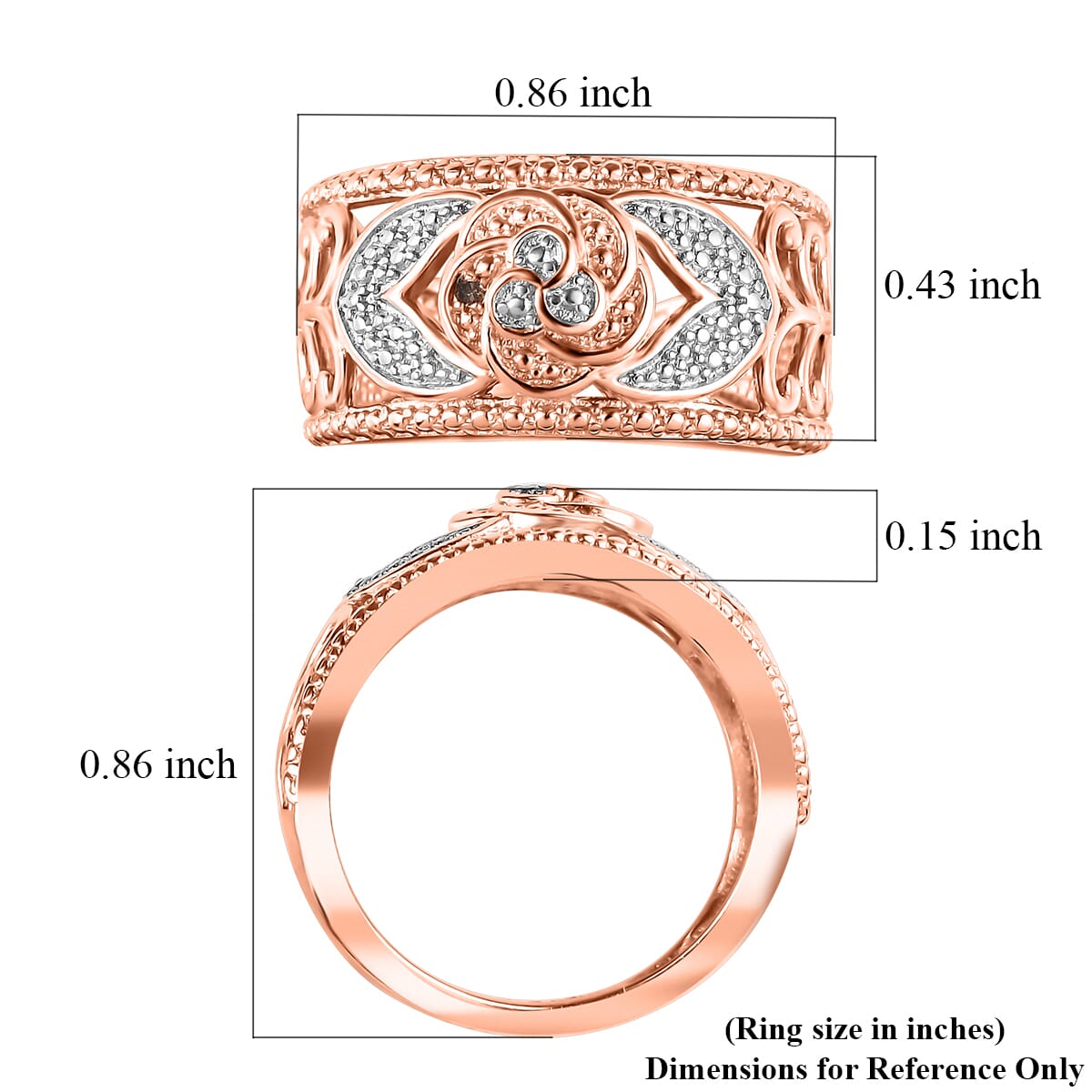 Karis Natural Champagne Diamond Accent Band Ring in Platinum Bond and 18K RG Plated (Size 9.0) image number 5