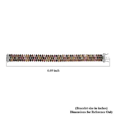 Multi-Tourmaline Bracelet in Platinum Over Sterling Silver (6.50 In) 21.85 ctw
