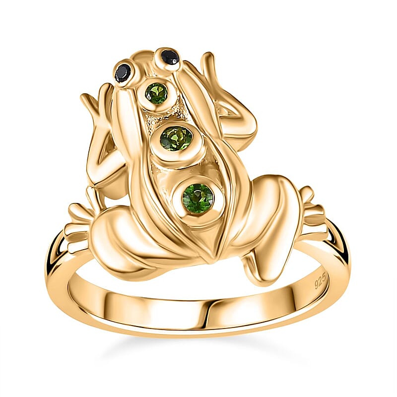 Chrome Diopside and Multi Gemstone 0.15 ctw Ring in 18K Vermeil Yellow Gold Over Sterling Silver (Size 8.0)