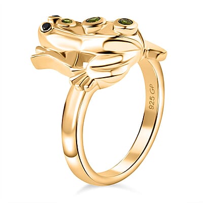 Chrome Diopside and Multi Gemstone 0.15 ctw Ring in 18K Vermeil Yellow Gold Over Sterling Silver (Size 8.0)