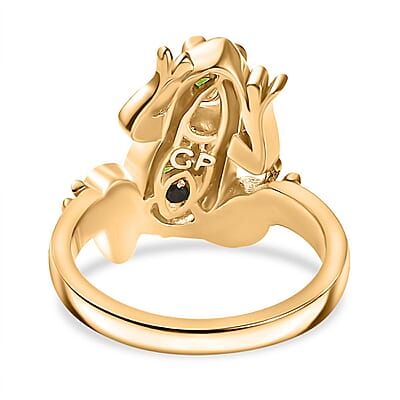 Chrome Diopside and Multi Gemstone 0.15 ctw Ring in 18K Vermeil Yellow Gold Over Sterling Silver (Size 8.0)