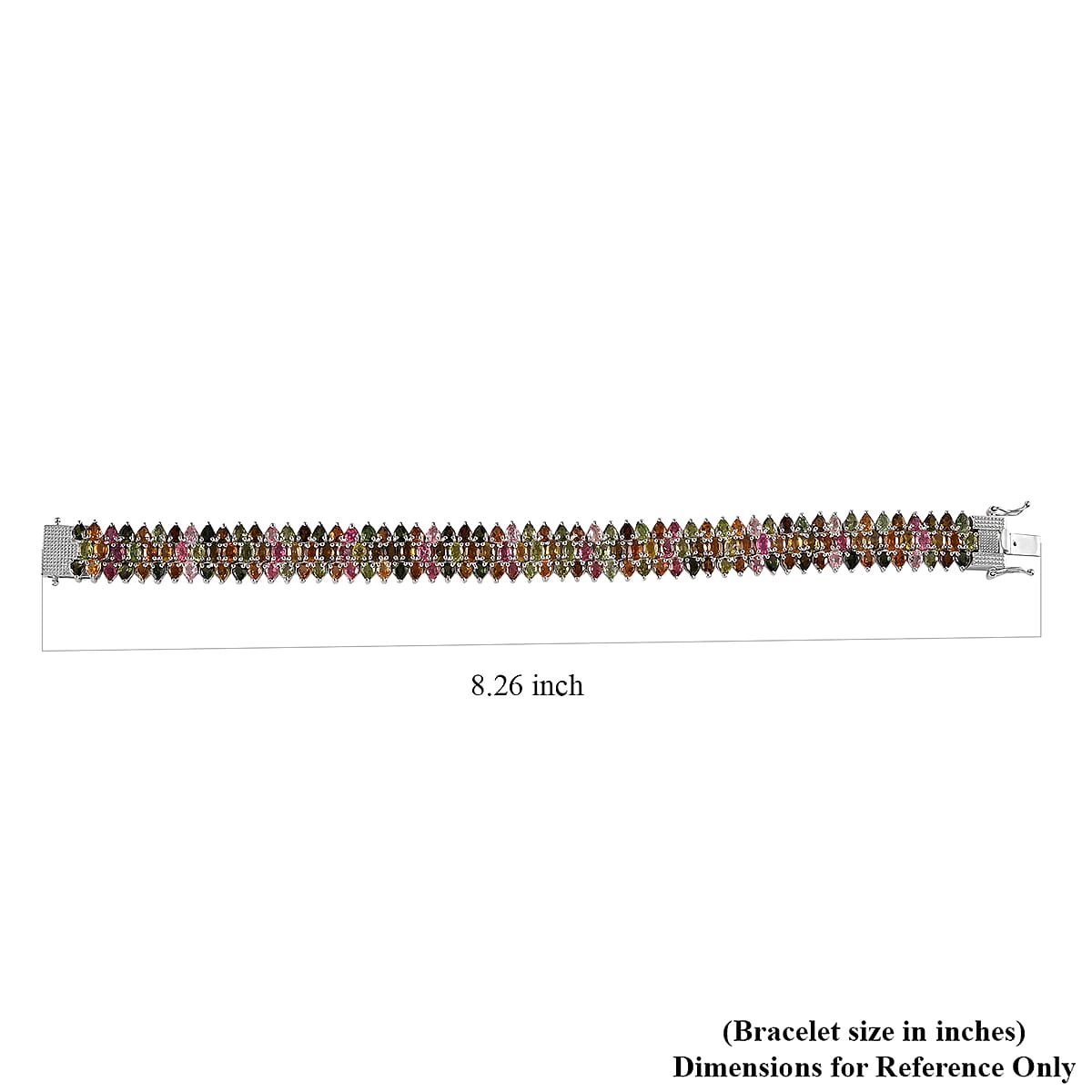 Multi-Tourmaline Bracelet in Platinum Over Sterling Silver (8.00 In) 26.60 ctw image number 4