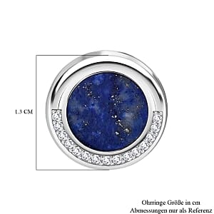 Lapis Lazuli and Simulated Diamond 5.27 ctw Earrings in Rhodium Over Sterling Silver