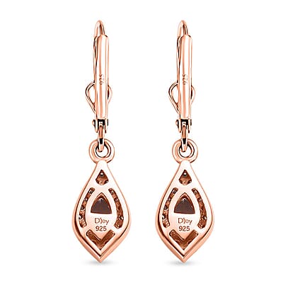 Premium Pink Morganite and Moissanite Lever Back Drop Earrings in 18K Vermeil Rose Gold Over Sterling Silver 1.10 ctw