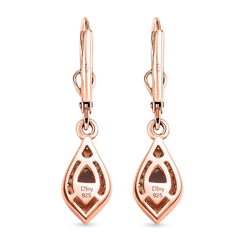 Premium Pink Morganite and Moissanite Lever Back Drop Earrings in 18K Vermeil Rose Gold Over Sterling Silver 1.10 ctw