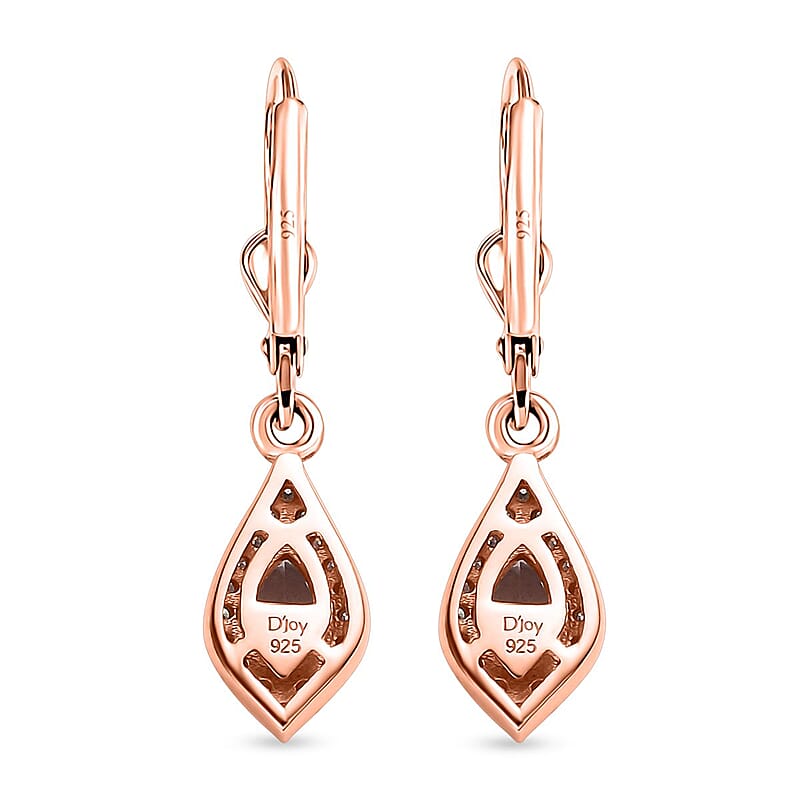 Premium Pink Morganite and Moissanite Lever Back Drop Earrings in 18K Vermeil Rose Gold Over Sterling Silver 1.10 ctw