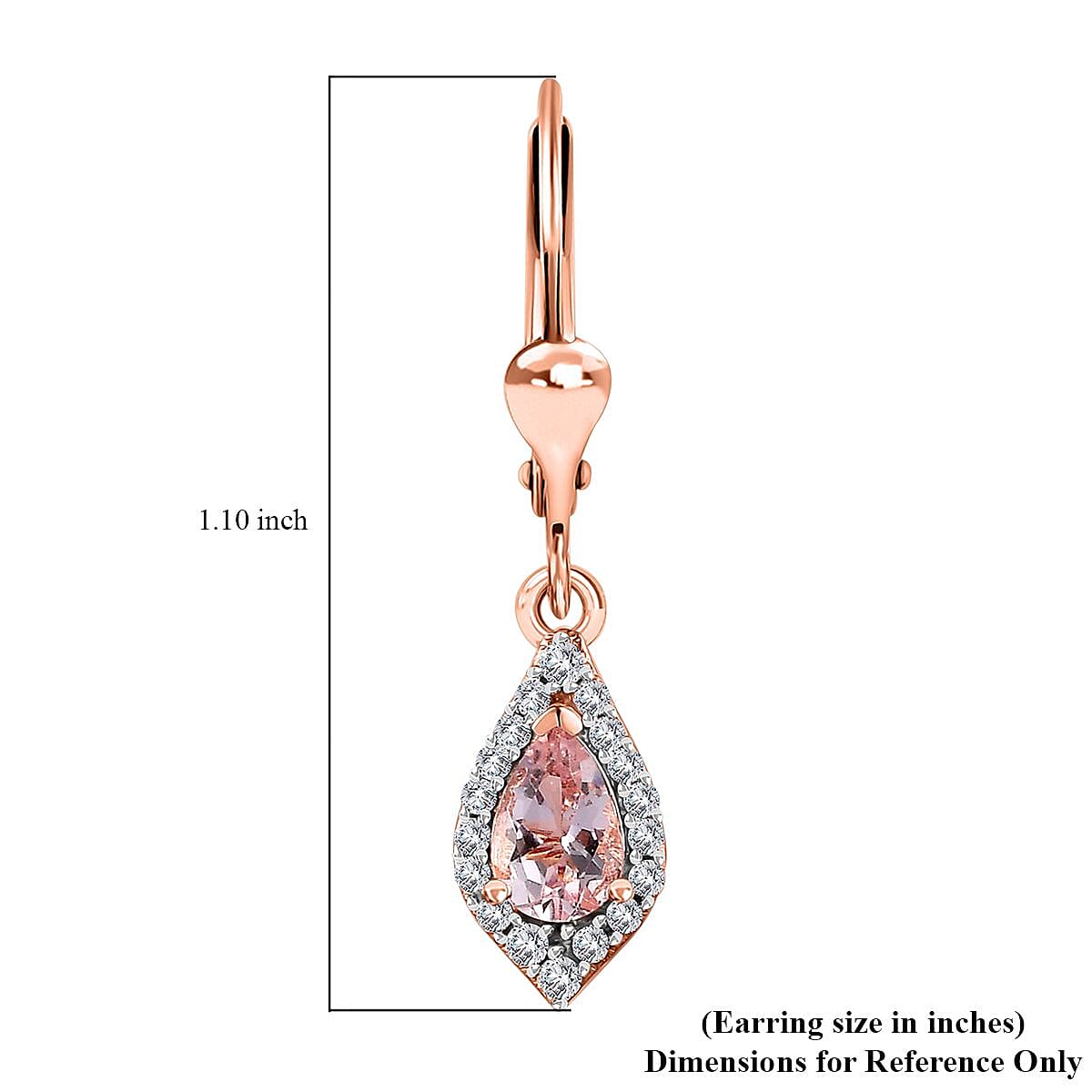 Premium Pink Morganite and Moissanite Lever Back Drop Earrings in 18K Vermeil Rose Gold Over Sterling Silver 1.10 ctw