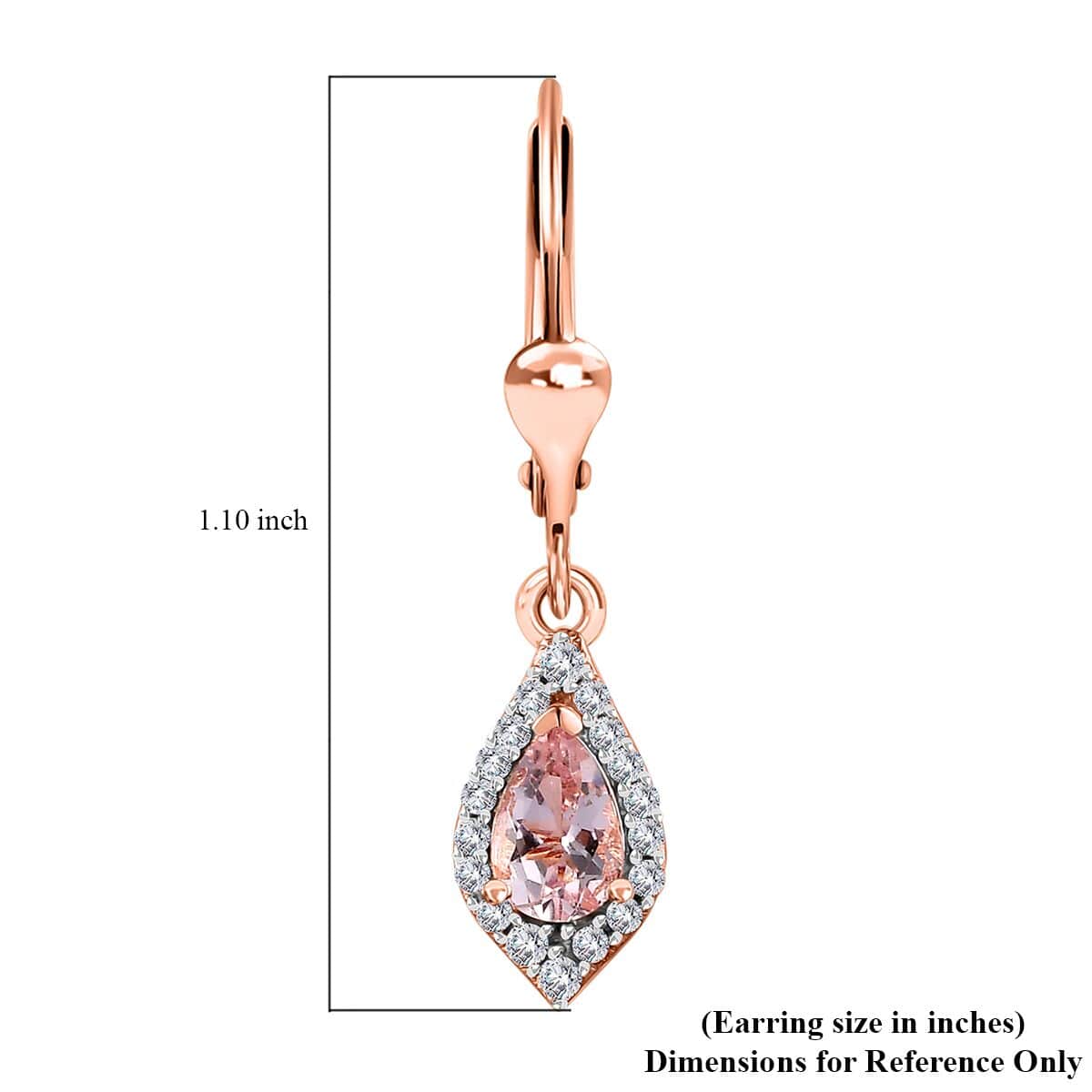 Premium Pink Morganite and Moissanite Lever Back Drop Earrings in 18K Vermeil Rose Gold Over Sterling Silver 1.10 ctw image number 5