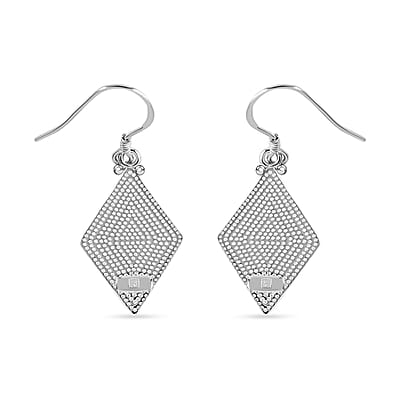 Lab Created Crystal Blue Opal 5.00 ctw Earrings in Rhodium Over Sterling Silver (Size 10.0)