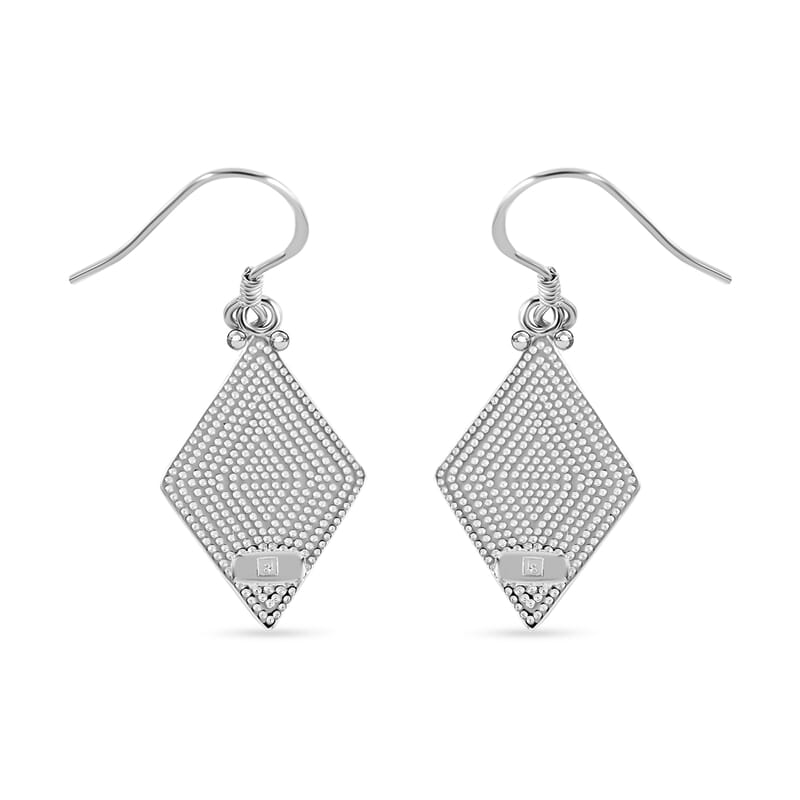 Lab Created Crystal Blue Opal 5.00 ctw Earrings in Rhodium Over Sterling Silver (Size 10.0)
