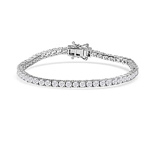 Moissanite Cluster 5.20 ctw Bracelet in Rhodium Over Sterling Silver (7.00 In)