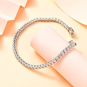 Moissanite Cluster 5.20 ctw Bracelet in Rhodium Over Sterling Silver (7.00 In)