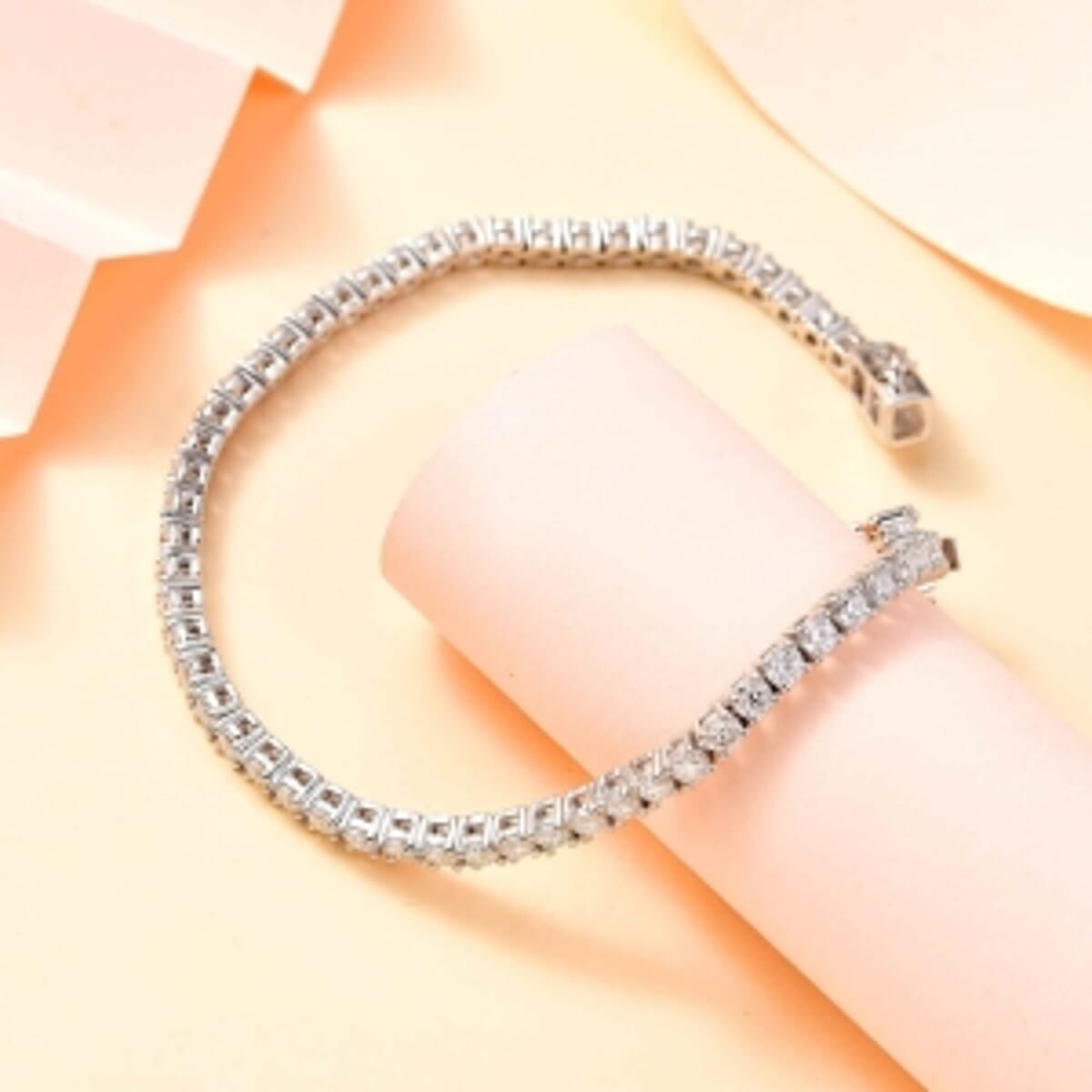 Moissanite Cluster 5.20 ctw Bracelet in Rhodium Over Sterling Silver (7.00 In) image number 1
