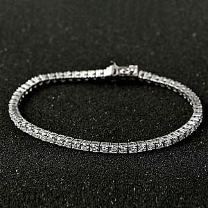 Moissanite Cluster 5.20 ctw Bracelet in Rhodium Over Sterling Silver (7.00 In)