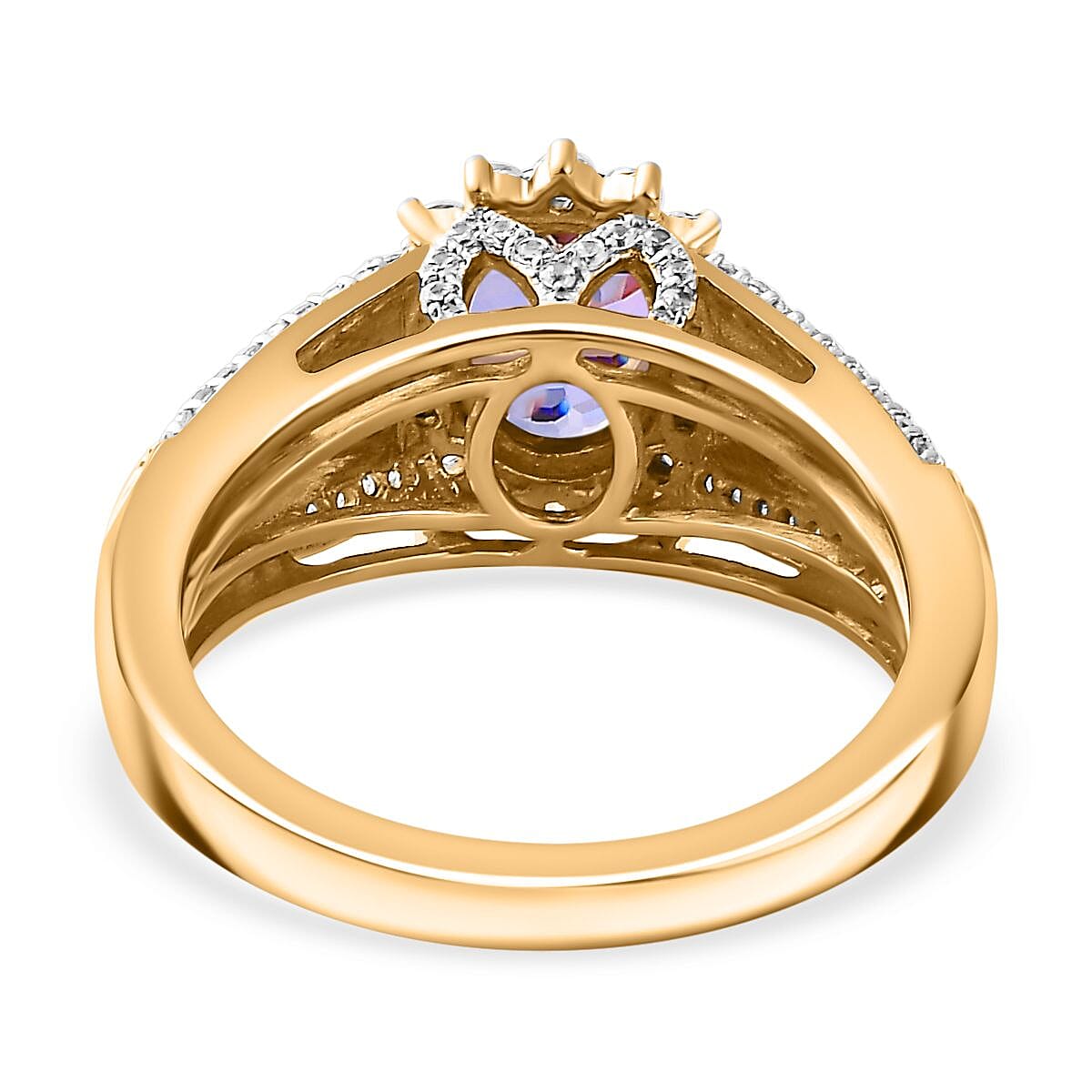 Tanzanite and White Zircon Sunburst Ring in Vermeil Yellow Gold Over Sterling Silver (Size 6.0) 2.25 ctw image number 4