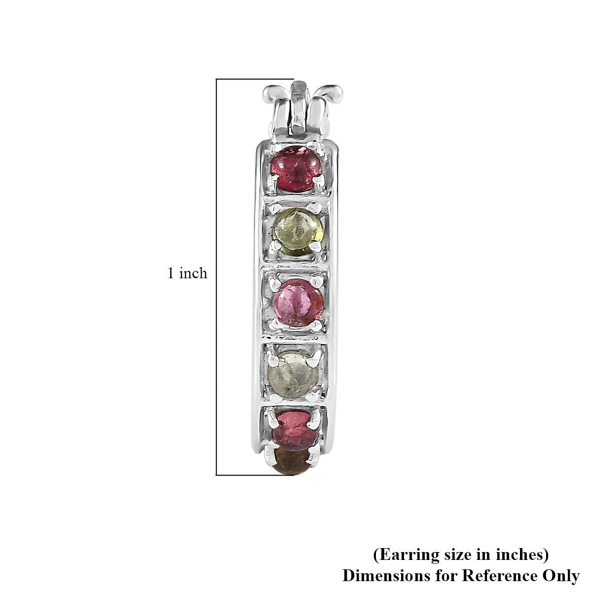 Multi-Tourmaline 1.30 ctw Hoop Earrings in Stainless Steel