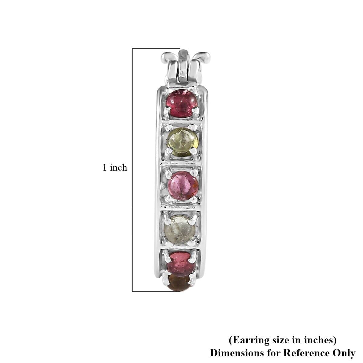 Multi-Tourmaline 1.30 ctw Hoop Earrings in Stainless Steel image number 5