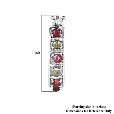 Multi-Tourmaline 1.30 ctw Hoop Earrings in Stainless Steel