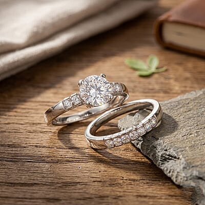 Square Cut Simulated Diamond Ring in Sterling Silver (Size 9)