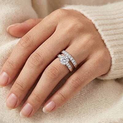 Square Cut Simulated Diamond Ring in Sterling Silver (Size 9)