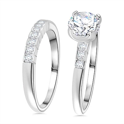 Square Cut Simulated Diamond Ring in Sterling Silver (Size 9)