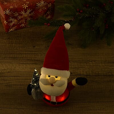 Christmas Décor Lighted Santa Claus Plush Doll (4.33x2.8x5.9) (3xAAA Battery Not Included)