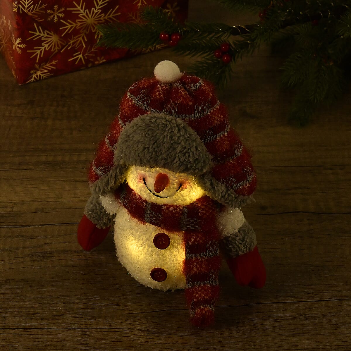 Christmas D&eacute;cor Lighted Snowman Plush Doll (4.33x2.8x5.9) (3xAAA Battery Not Included) image number 2