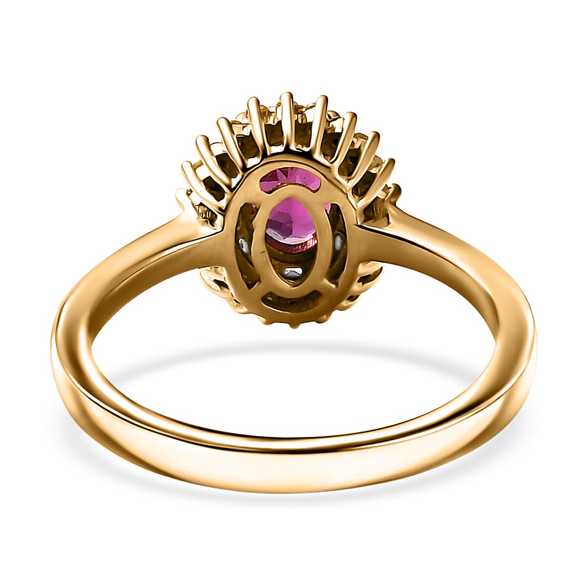 Premium Radiant Ember Garnet, Yellow and White Diamond Sunburst Ring in 18K Vermeil Yellow Gold Over Sterling Silver (Size 10.0) 1.15 ctw image number 4