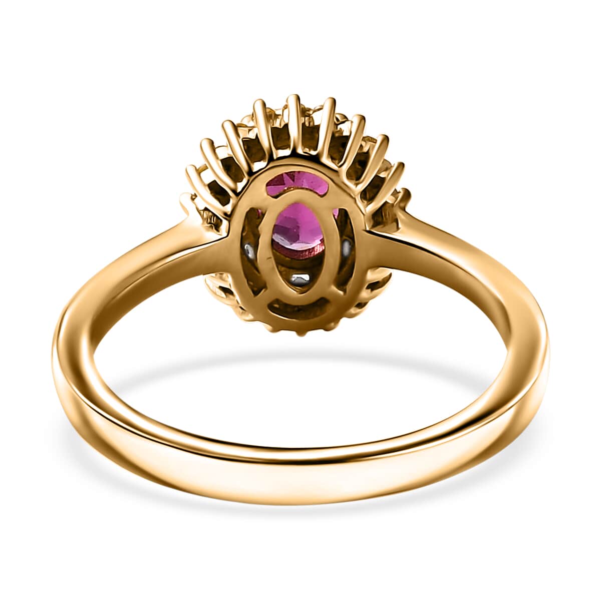 Premium Radiant Ember Garnet, Yellow and White Diamond Sunburst Ring in 18K Vermeil Yellow Gold Over Sterling Silver (Size 7.0) 1.15 ctw image number 4