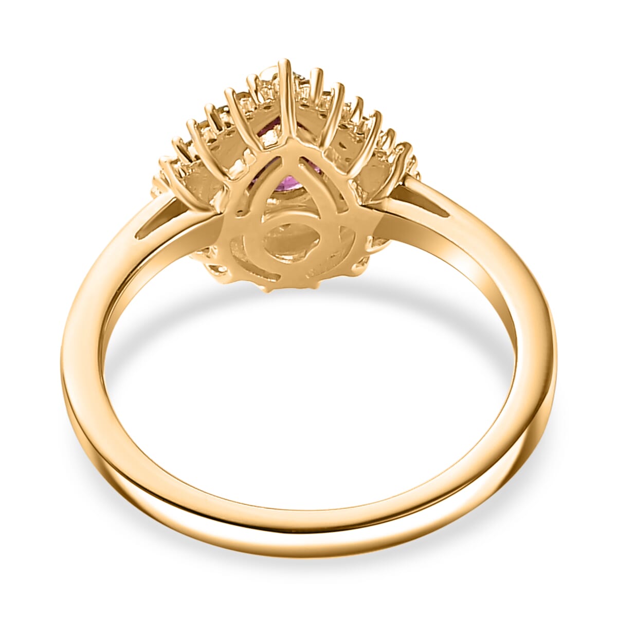 Premium Radiant Ember Garnet, Yellow and White Diamond Sunburst Ring in 18K Vermeil Yellow Gold Over Sterling Silver (Size 10.0) 1.05 ctw image number 4