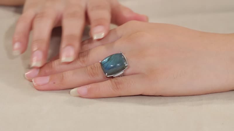 Malagasy Labradorite Solitaire Ring in Stainless Steel (Size 10.0) 22.60 ctw