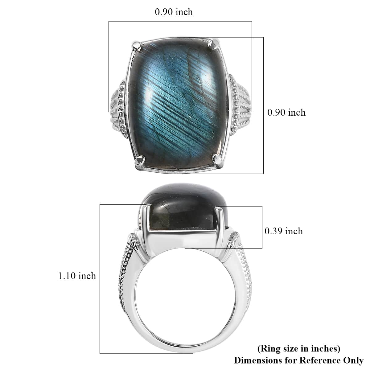 Malagasy Labradorite Solitaire Ring in Stainless Steel (Size 10.0) 22.60 ctw image number 5