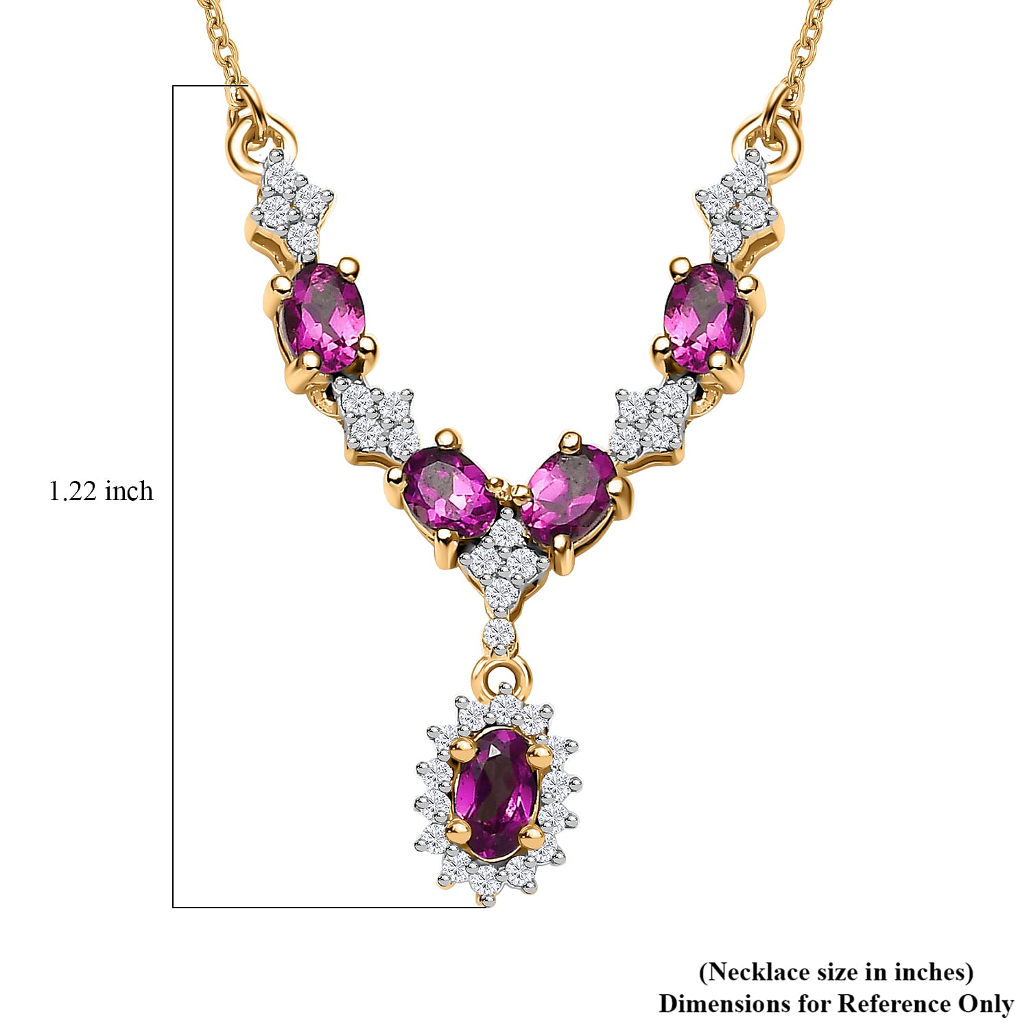 Radiant Ember Garnet and White Zircon Garland Necklace 18-20 Inches in 18K Vermeil Yellow Gold Over Sterling Silver 1.60 ctw