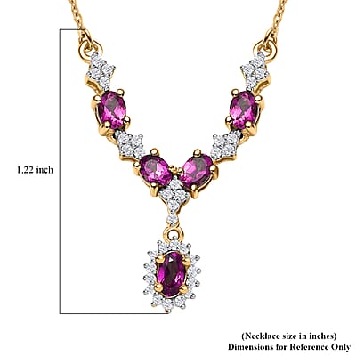 Radiant Ember Garnet and White Zircon Garland Necklace 18-20 Inches in 18K Vermeil Yellow Gold Over Sterling Silver 1.60 ctw