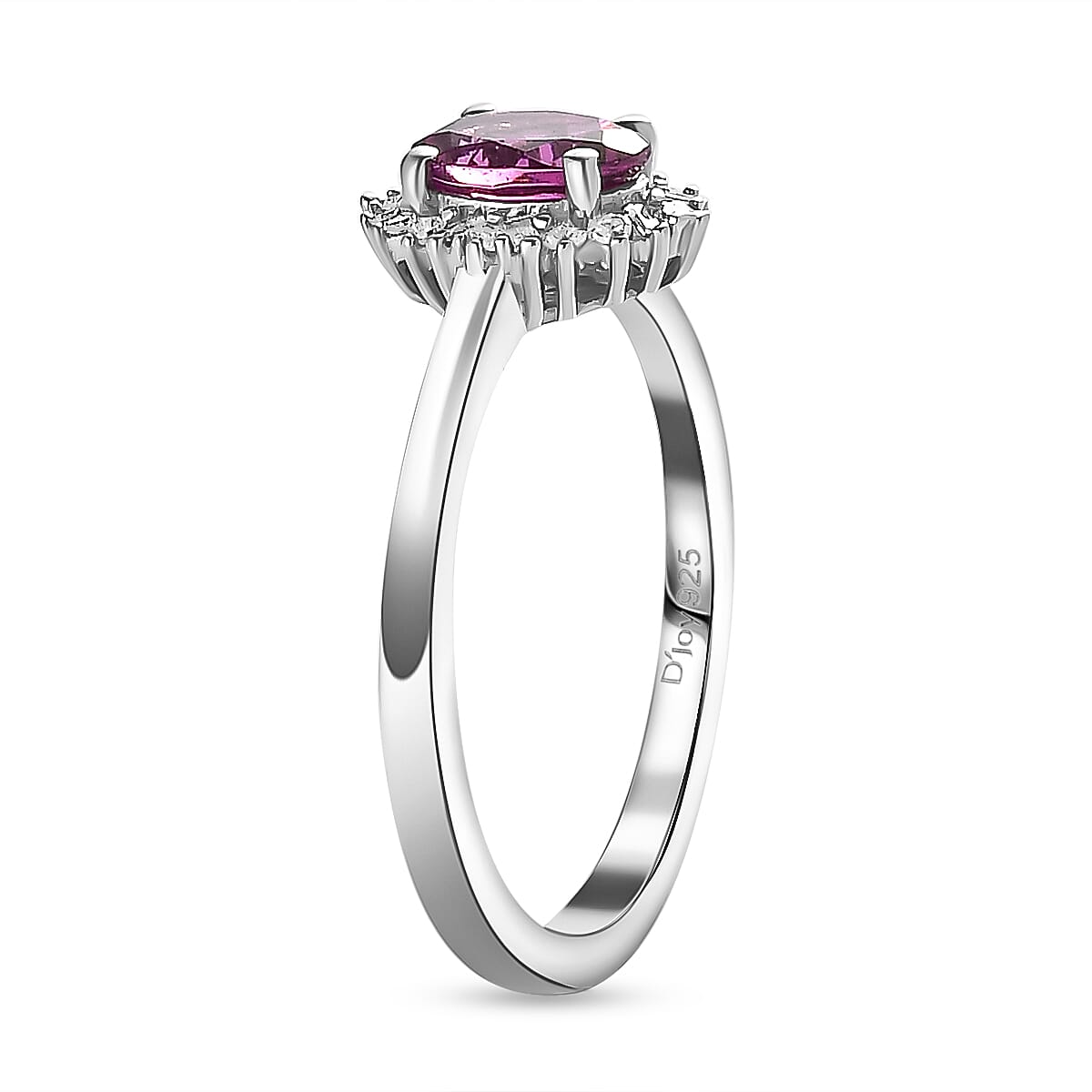 Radiant Ember Garnet and Diamond Art Deco Ring in Rhodium Over Sterling Silver (Size 8.0) 0.60 ctw image number 3