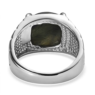 Malagasy Labradorite 6.85 ctw Men's Ring in Stainless Steel (Size 10.0)