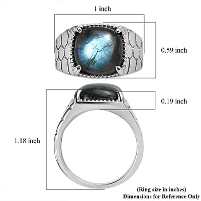 Malagasy Labradorite 6.85 ctw Men's Ring in Stainless Steel (Size 10.0)