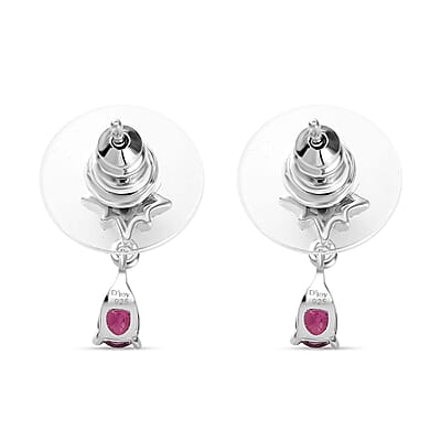 Radiant Ember Garnet and Multi Gemstone Celestial Earrings in Rhodium Over Sterling Silver 0.70 ctw