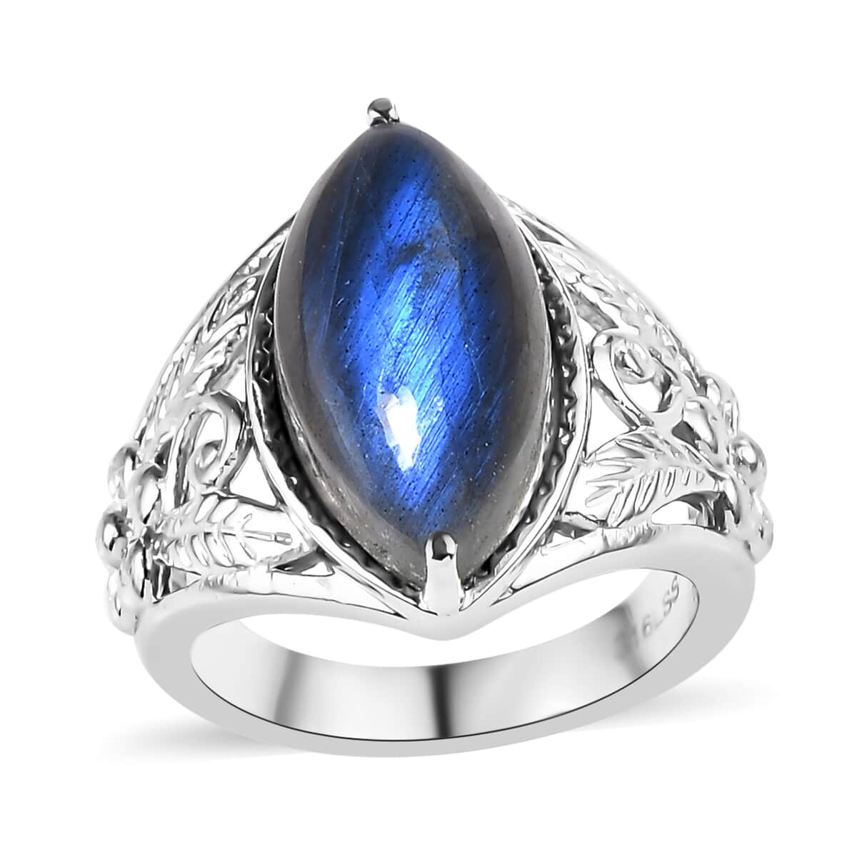 Malagasy Labradorite Solitaire Ring in Stainless Steel (Size 10.0) 7.30 ctw image number 0