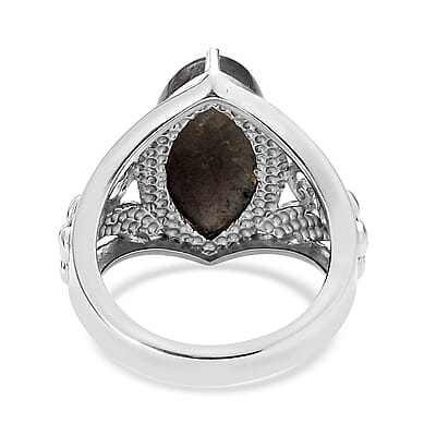 Malagasy Labradorite 7.30 ctw Solitaire Ring in Stainless Steel (Size 10.0)