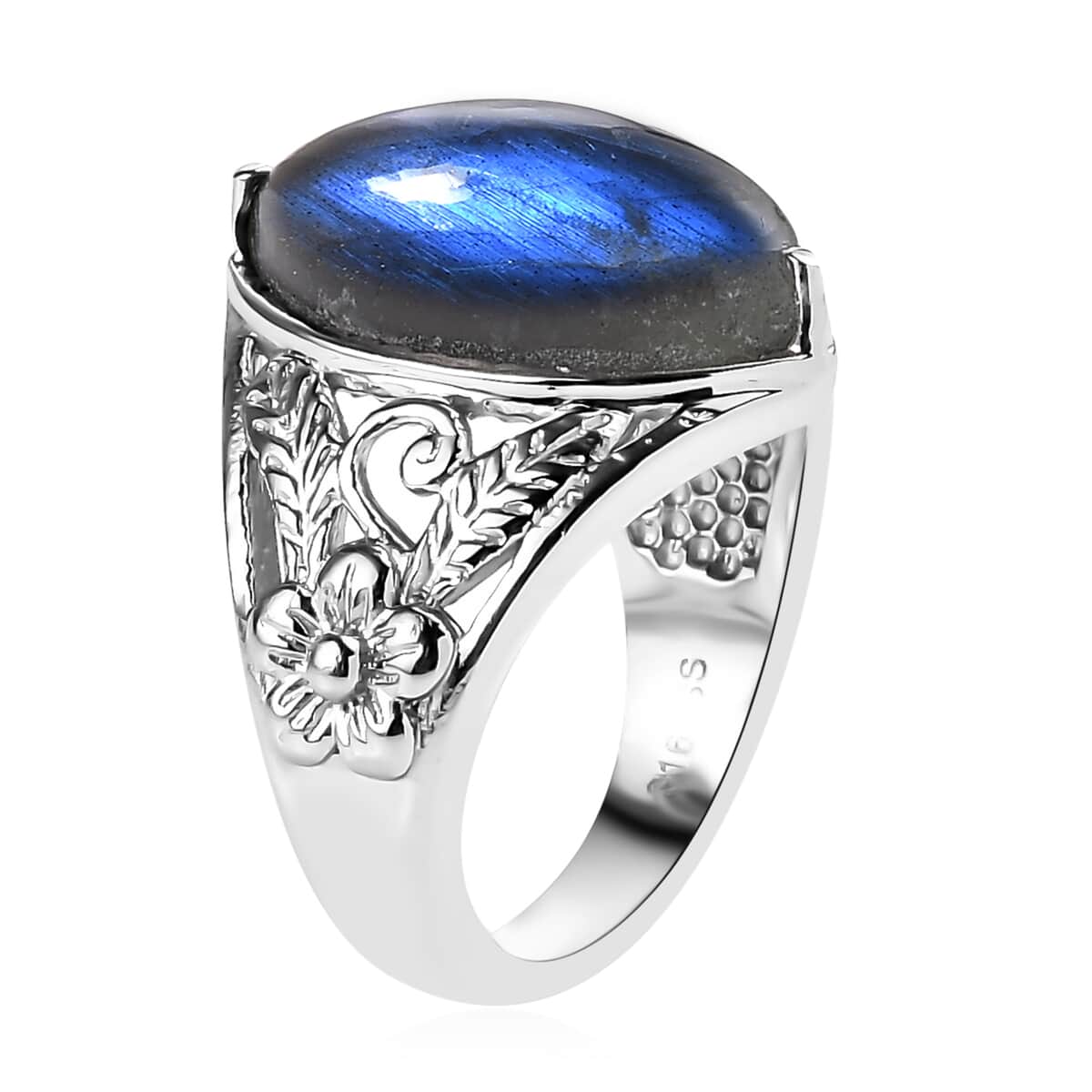 Malagasy Labradorite 7.30 ctw Solitaire Ring in Stainless Steel (Size 7.0) image number 4